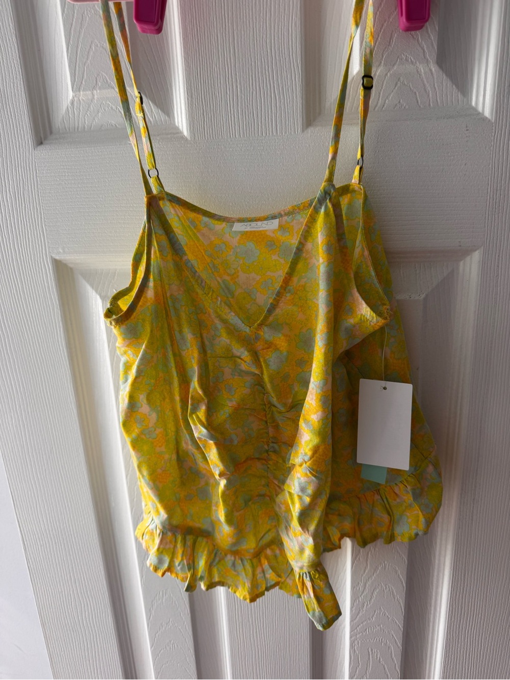 Nordstrom ABOUNDFloral Yellow Tie-Hem Camisole Top
